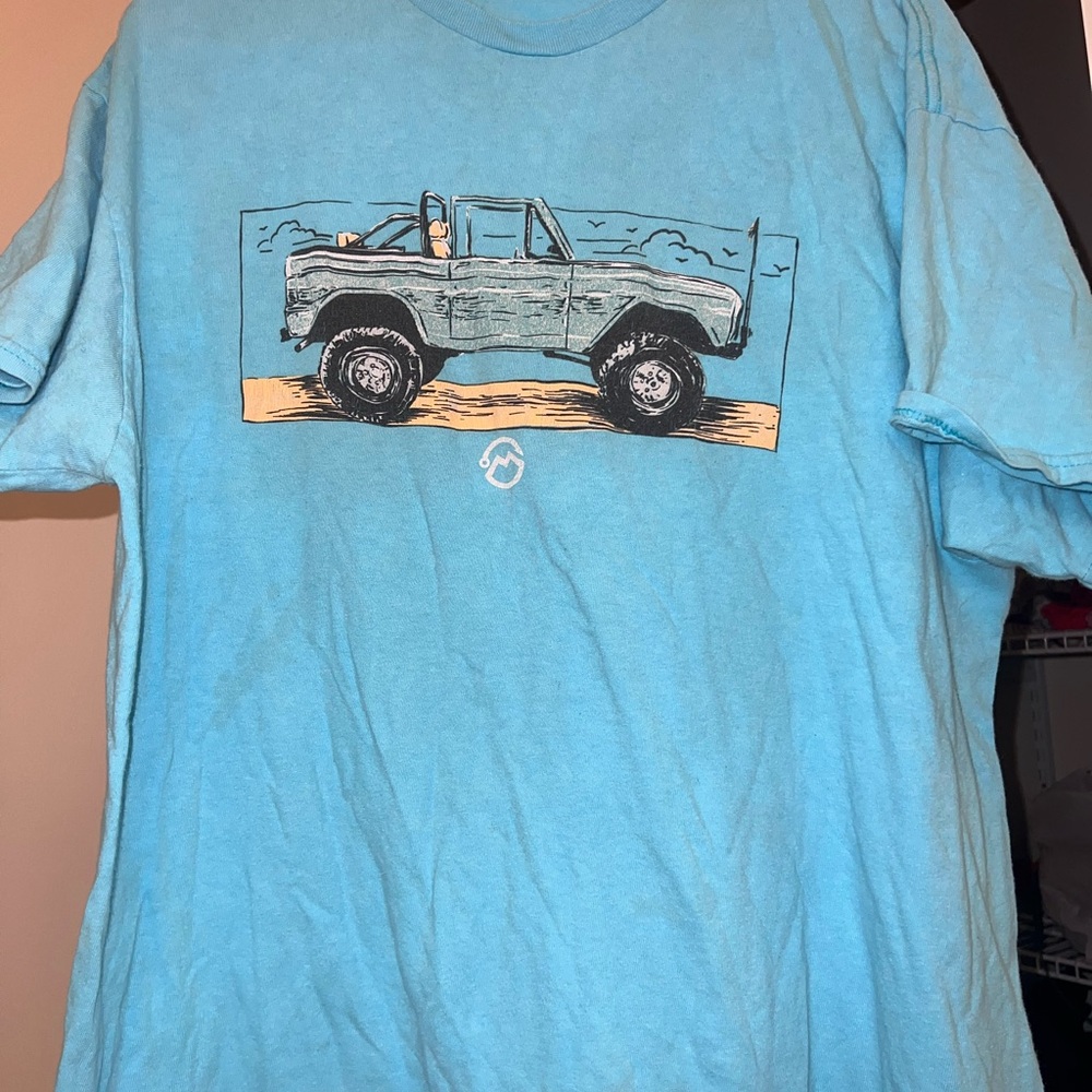 Blue Graphic Jeep T-Shirt with Truck Design